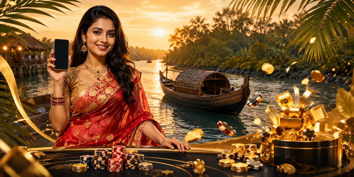 সুন্দরবন এলাকায় শাড়ি পরা একজন নারী মোবাইলে bazivip ব্যবহার করছেন